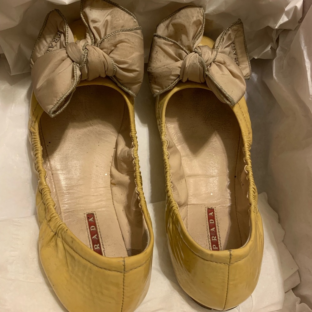 Prada nude flats with bow